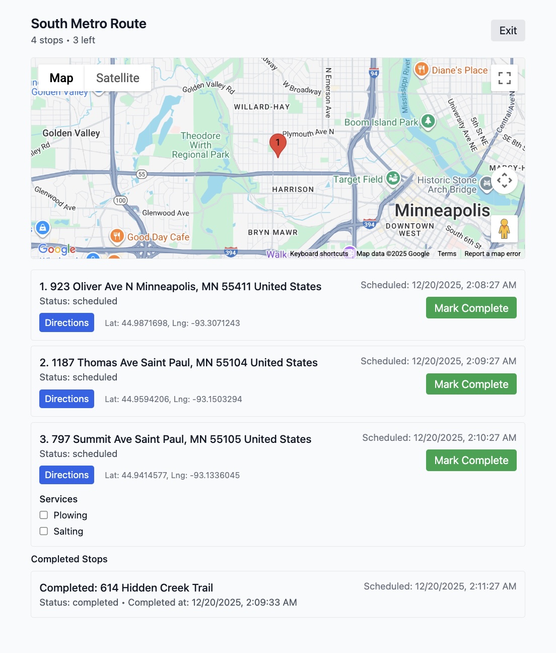 Invoice automation and route completion