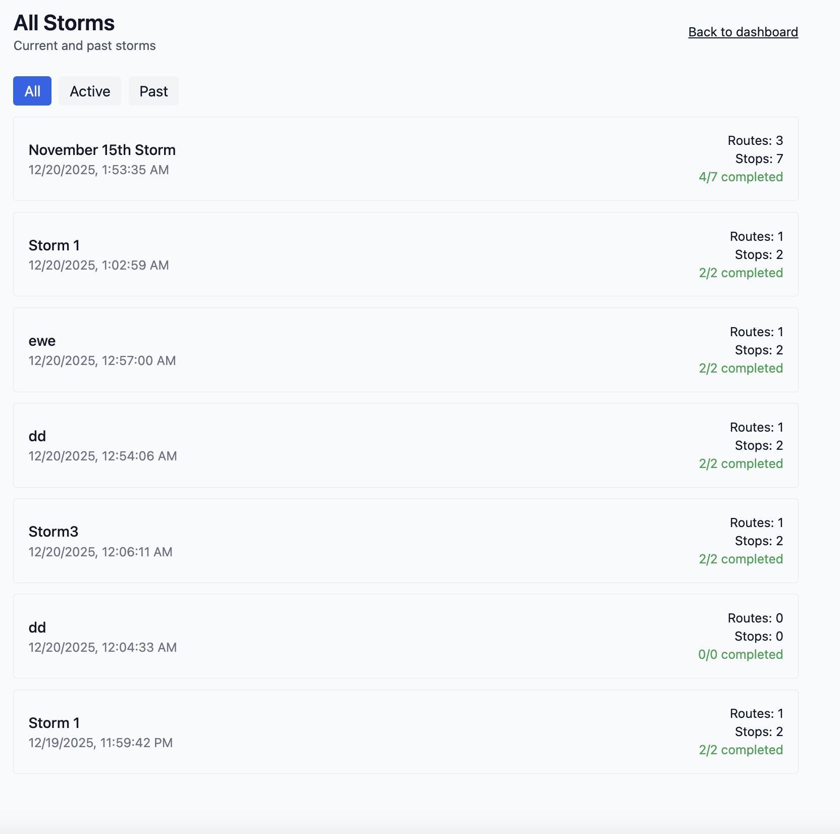 Historical stop management